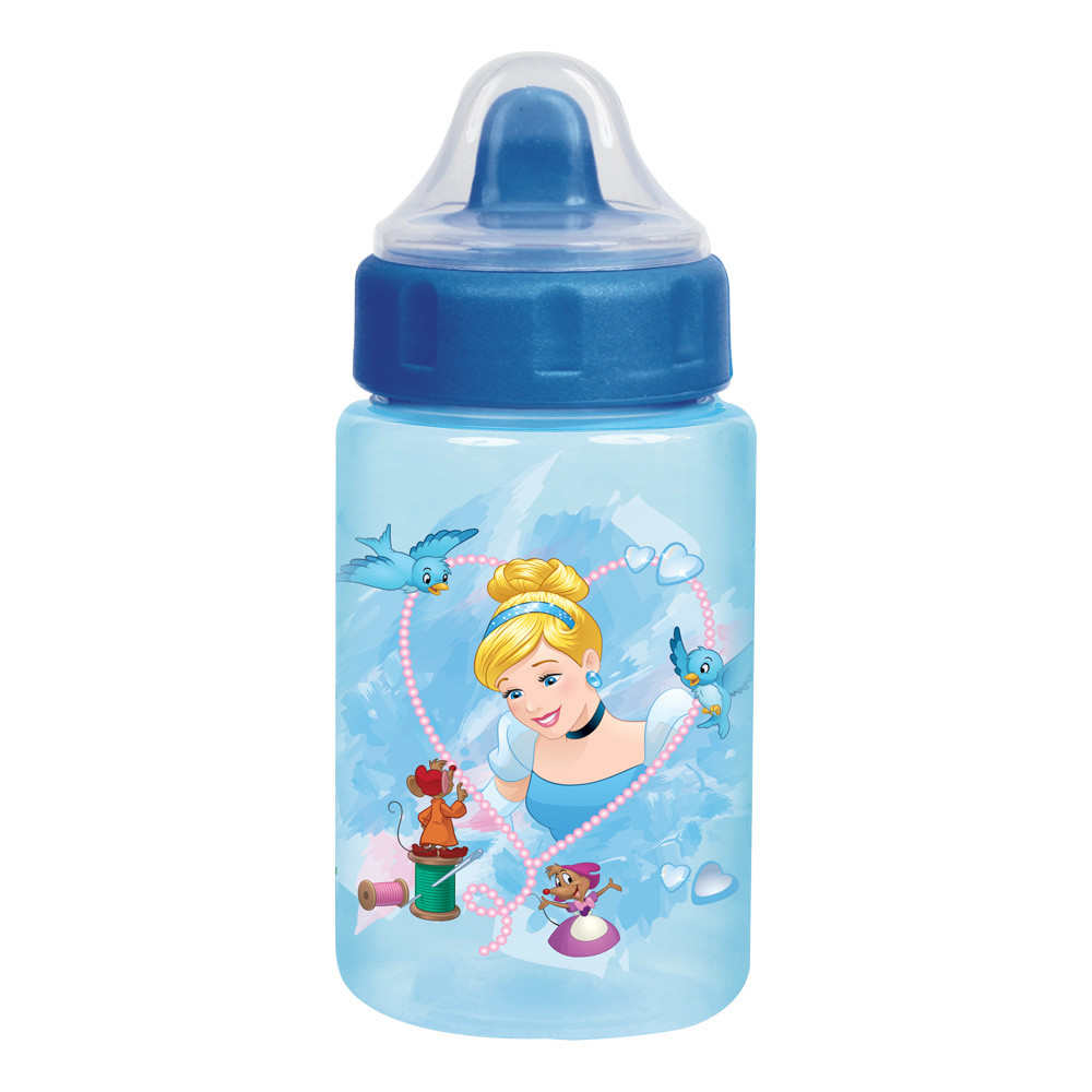 Copo De Transição Infantil Tampa Higiênica Válvula Redutora Pingos 340ml Cinderela Princesas Disney