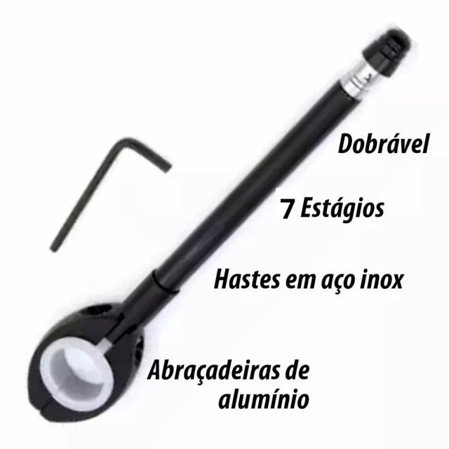 Antena Corta Pipa Moto Retrátil 7 Estágios Guidão Aço Inox Preta Anti Cerol em Oferta na Shopee