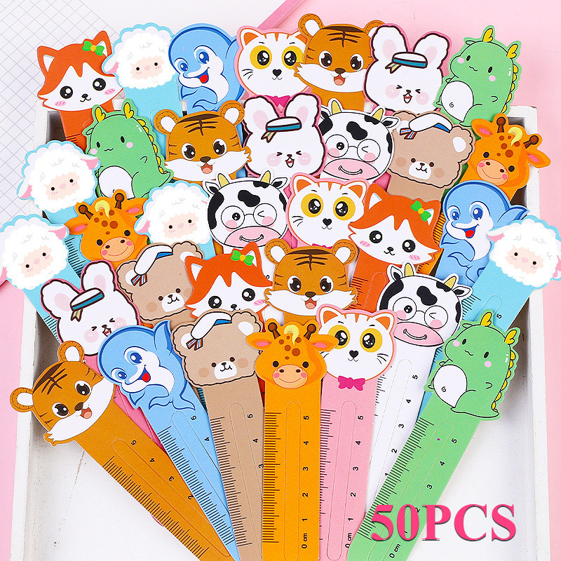 50 Peças Dos Desenhos Animados Criativo Bonito Animal Régua 5cm Estudante Réguas Papel Marcador Material Escolar em Oferta na Shopee