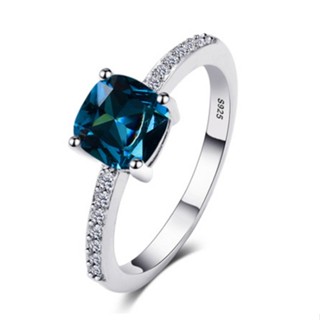 S925 prata esterlina safira anel simples moda jóias senhoras presente 5 em Oferta na Shopee