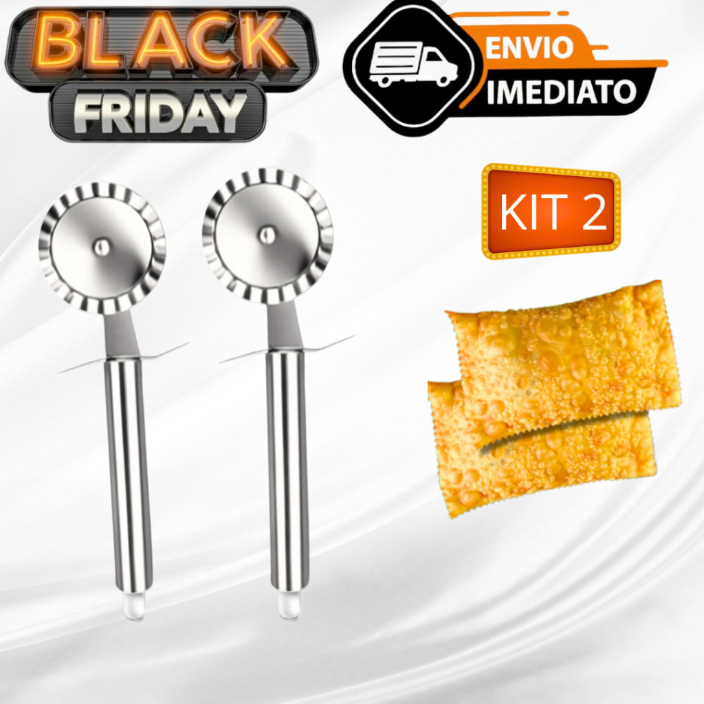 Kit 02 Carretilha de Fechar Pastel e Cortar Massas Em Aço Inox Resistente Multiuso