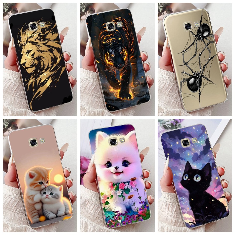 Capa Macia Para Samsung Galaxy A5 2016 2017 Embalagem SM-A520F A510Y A510M À Prova De Choque Bonito Tigre Leão Aranha Ca