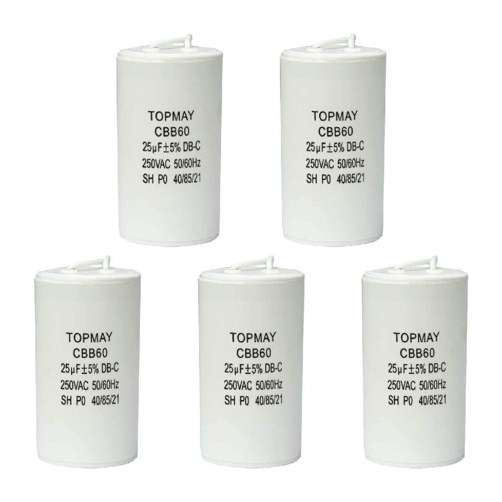 5x Capacitor Partida 25uf - 250v P/ Motor Portão Eletrônico