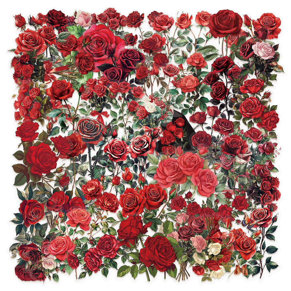 50 Peças Adesivos Transpanrantes De Plástico PET Rosas Vermelhas em Oferta na Shopee