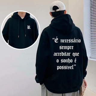 Moletom Blusão Oversized Frases Racionais MCs Frases Acreditar Que o Sonho é Possível Streetwear Top em Oferta na Shopee