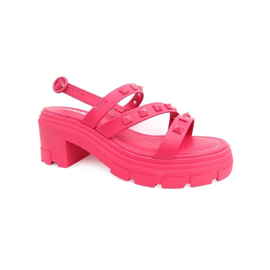 Sandália Moleca Salto Medio Tratorada 5476.105 Pink Gloss