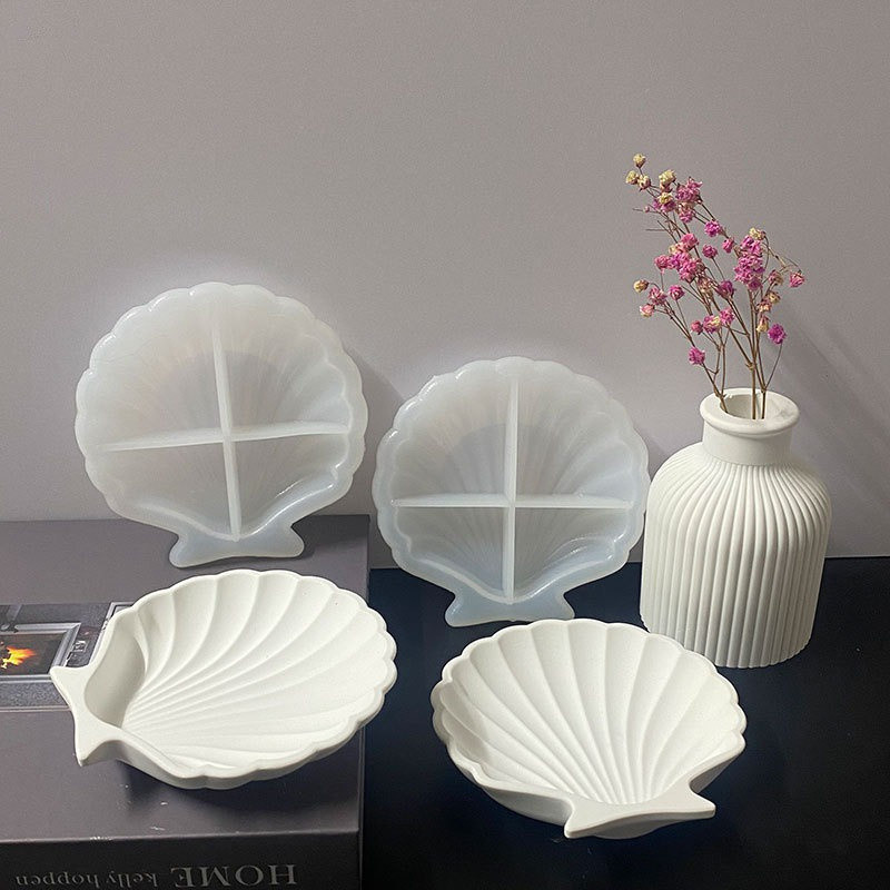 Molde De Silicone Para Prato Shell Jóias Em Resina Epóxi Vieiras Gesso