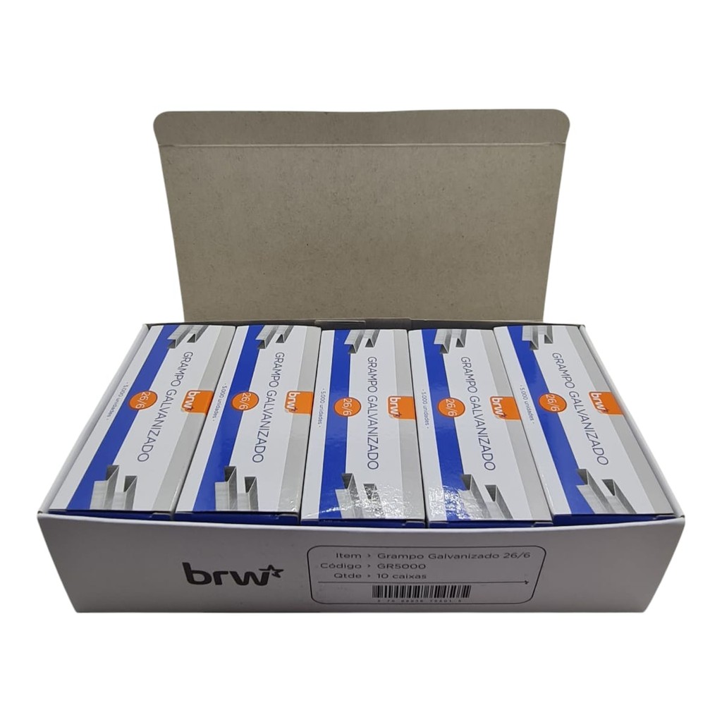 Kit 100 Cxs Grampo 26/6 Com 5.000 Cada P/ Grampeador