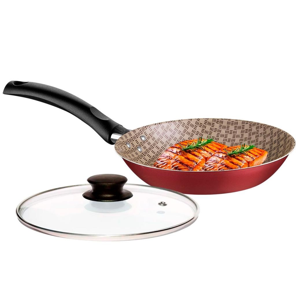 Frigideira com Tampa de Vidro Tramontina Turim 20cm em Alumínio Antiaderente Vermelho 0,8 L em Oferta na Shopee