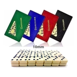 Jogo De Dominó Profissional GRANDE Com 28 Peça De Osso Estojo Cores Brincadeira Oferta Resistente Qualidade Ótima