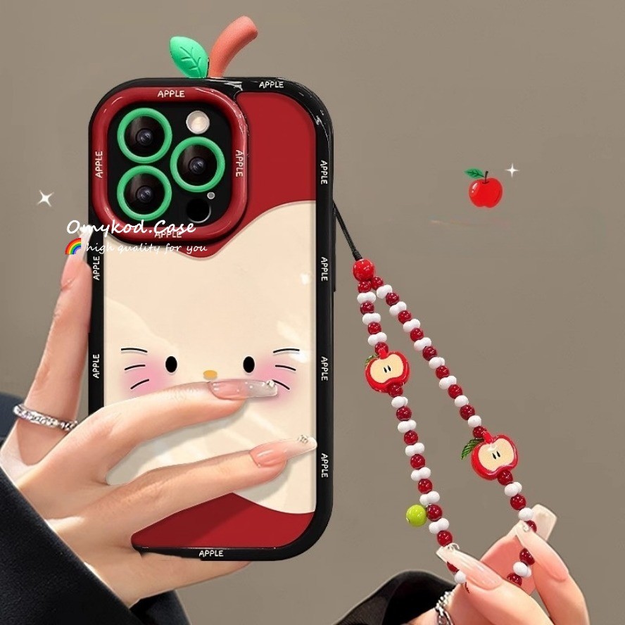 Capa Shy Apple Kitty Compatível Com Samsung A06 A12 A13 A50 A35 A14 A15 A03s A34 A32 A55 A04 A50s A30s A22 A05 05s A54 A