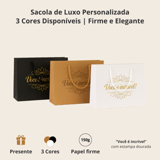 Kit 10 Sacolas Presente Luxo Você é Incrível + Alça 18x25x8 em Oferta na Shopee