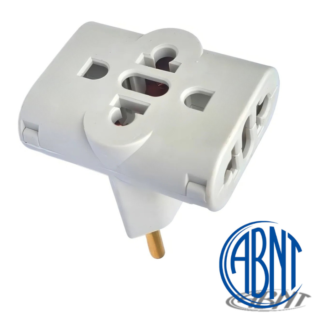 ADAPTADOR TRIPLO DE TOMADA TIPO T COMPATÍVEL COM 10A E 20A, 110 V E 220V
