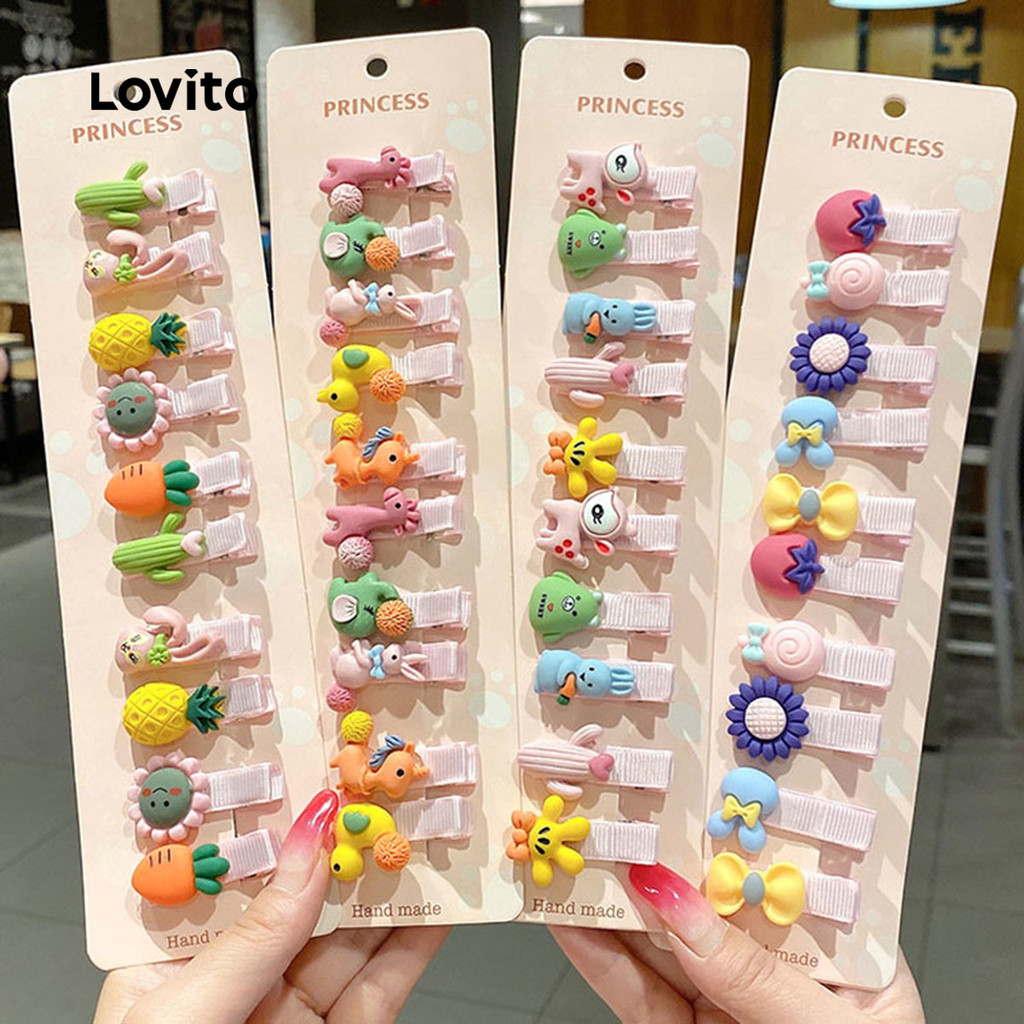 Lovito Grampos De Cabelo Fofos E Lisos Em Cor Macaron Para Bebês E Crianças LCS099043 em Oferta na Shopee