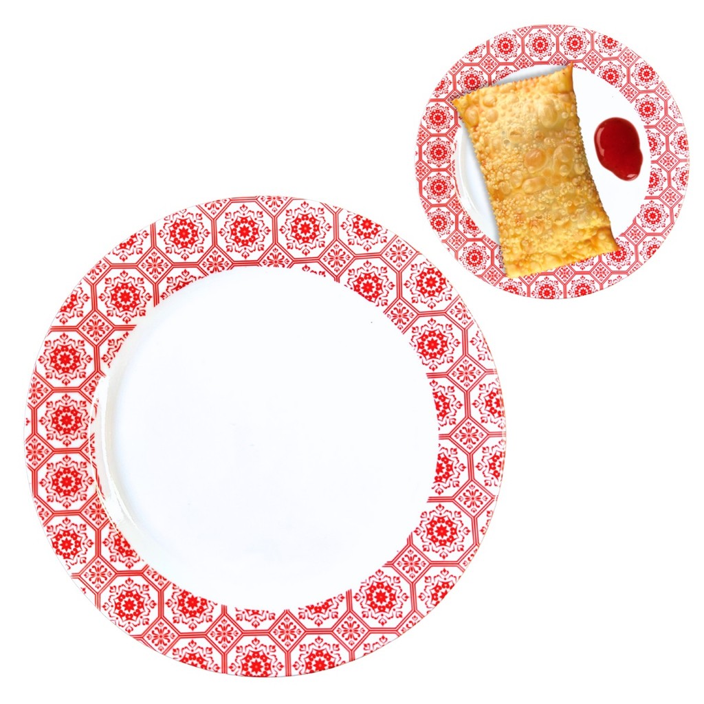 Prato Melamina 25cm Vermelho Buffet Raso