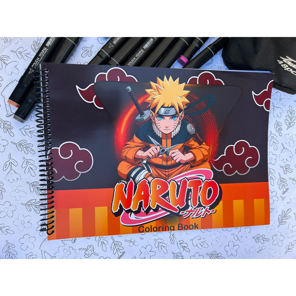 Livro de Colorir Naruto A4 Capa Flexível Espiral Anime Infantil Criativo Presente para Fãs