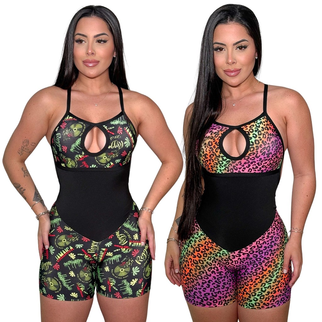 Macaquinho De Academia Fitness Estampado em Oferta na Shopee