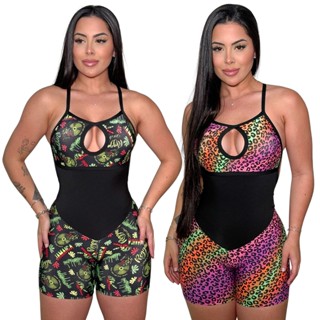 Macaquinho De Academia Fitness Estampado em Oferta na Shopee