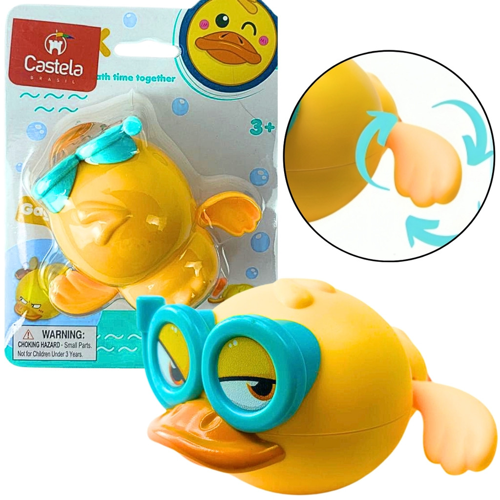 Brinquedo de Banho Pato Amarelo Divertido Nada Banheira - Castela