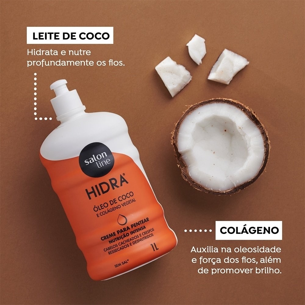 Detalhes do Creme para Pentear Salon Line Hidra Óleo de Coco 1 Litro