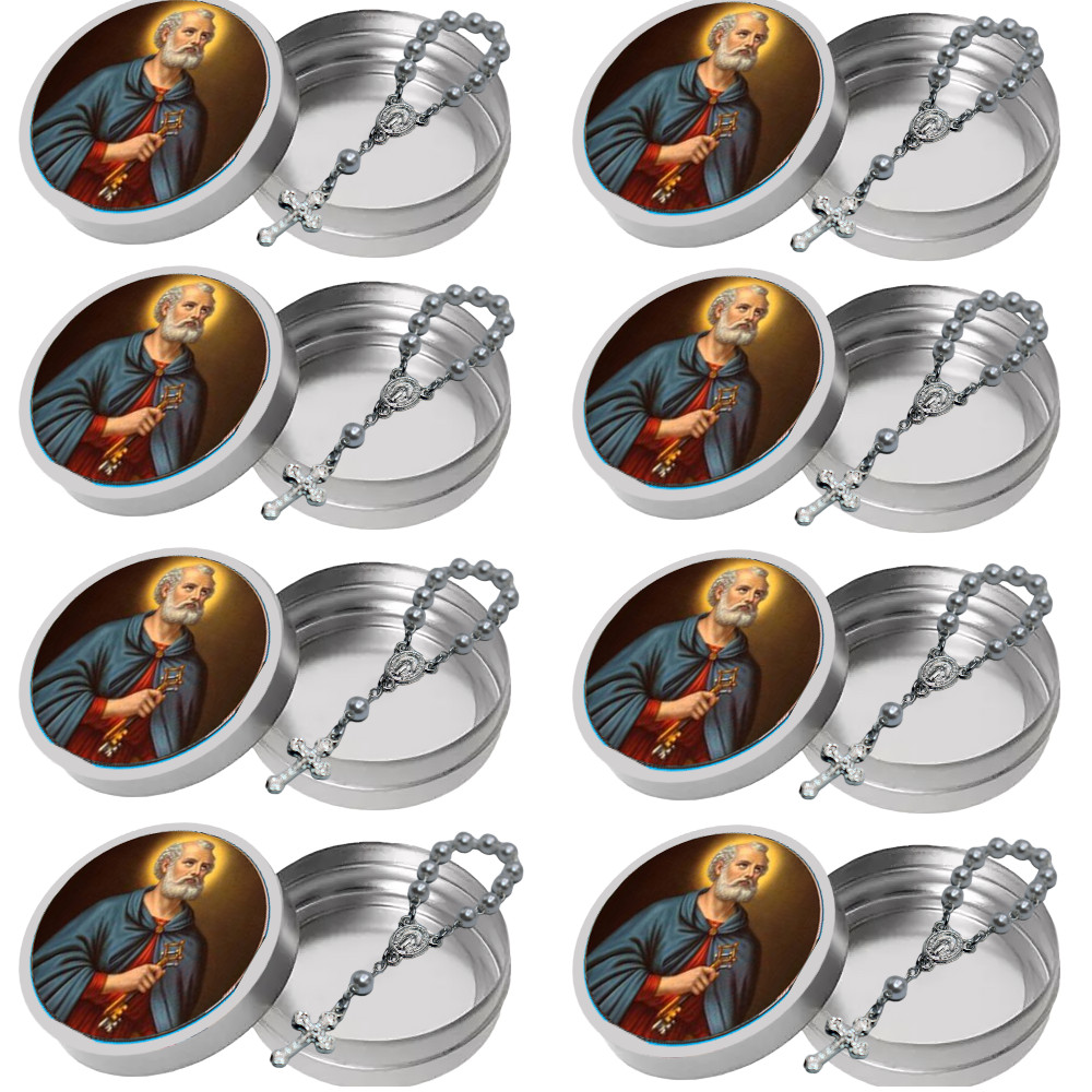 10 Latinha 10 Mini Terço São Pedro Lembrancinha Catolica