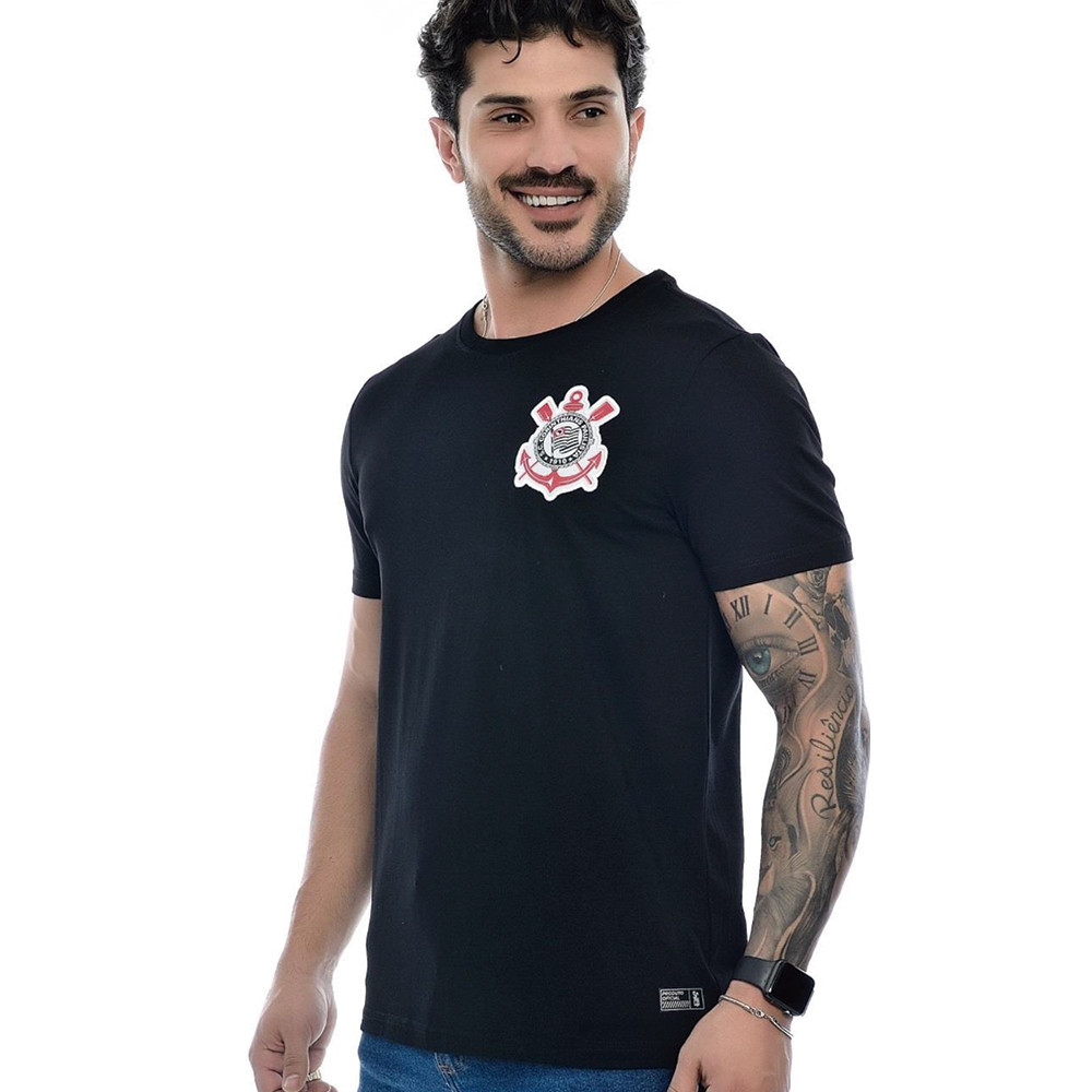Camisa Torcedor Corinthians Algodão Preta Masculina Oficial em Oferta na Shopee