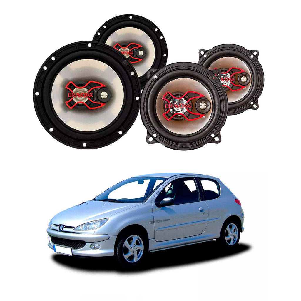 2x Alto Falantes 6" Polegadas + 2x 5" Polegadas 100W RMS Triaxial B3x60x/B3x50x Peugeot 206 em Oferta na Shopee