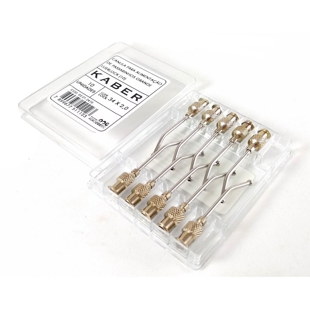Kit 10 Cânulas Bico Ponteira Metal Alimentação Filhotes Pássaros P
