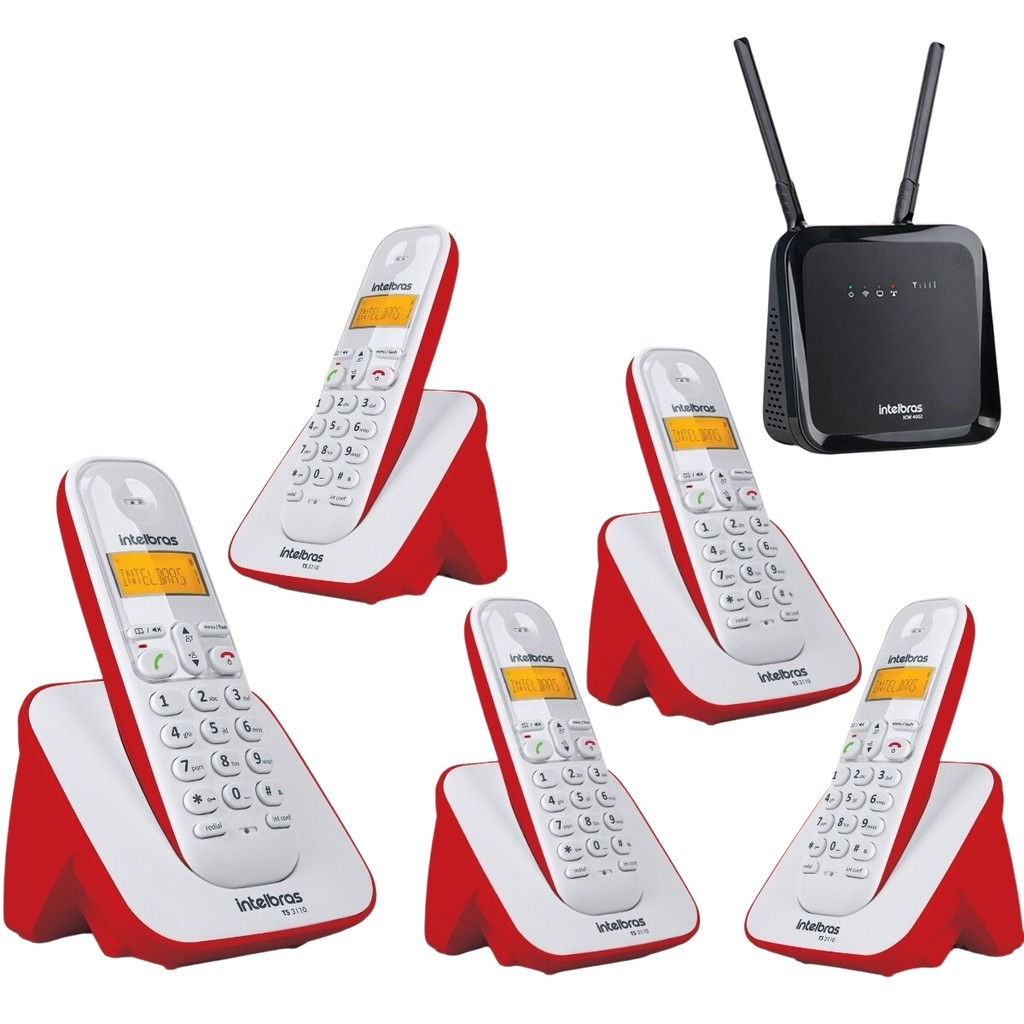 Kit Aparelho Telefone Bina 4 Ramal Entrada Chip Celular 4G