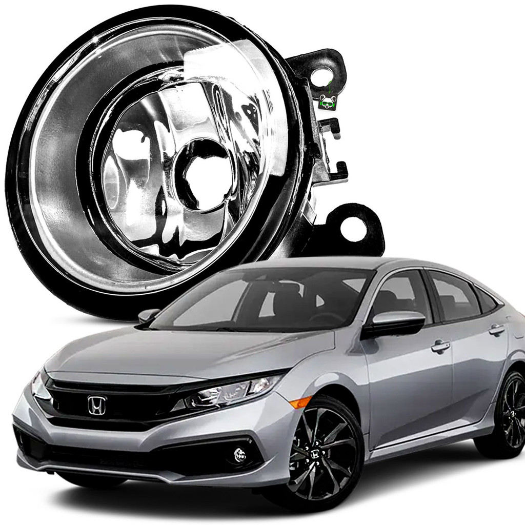 Farol Auxiliar Milha Lente Vidro Aro Prata Civic  2017 2018 2019 2020 2021 2022 - Automobiles