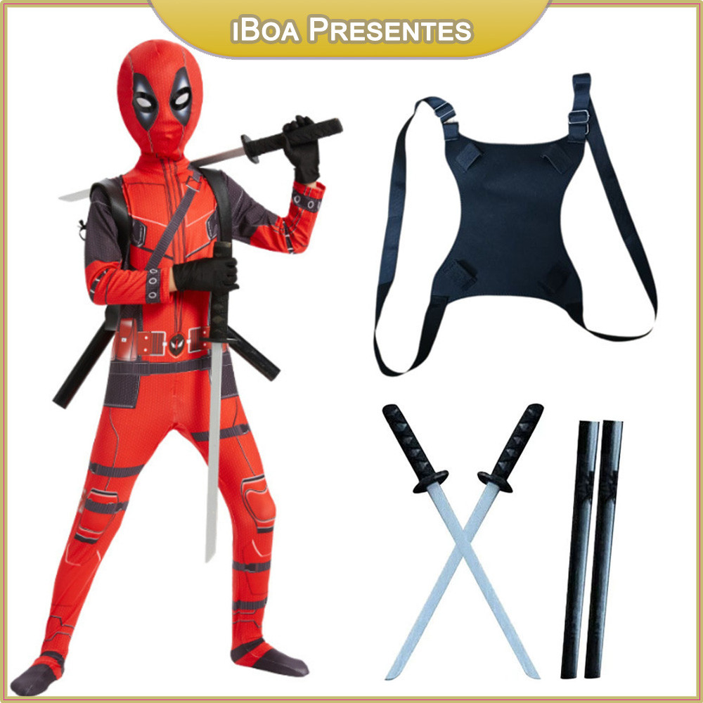 Fantasia Deadpool Para Halloween Com Espada Para Infantil em Oferta na Shopee