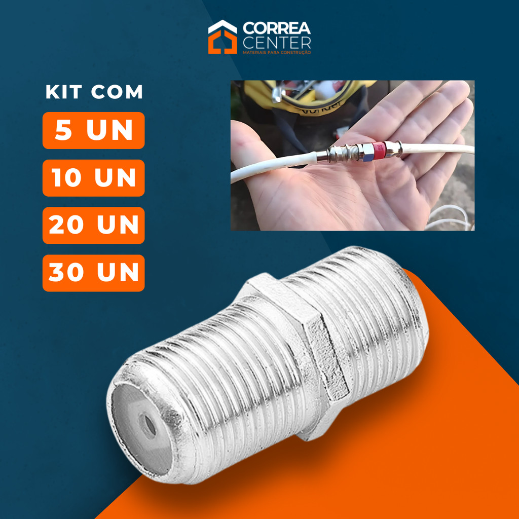Kit Emenda Conector Cabo Coaxial Rg59/Rg6 Adaptador Antena Tv Juncao F 5un 10un 20un 30un