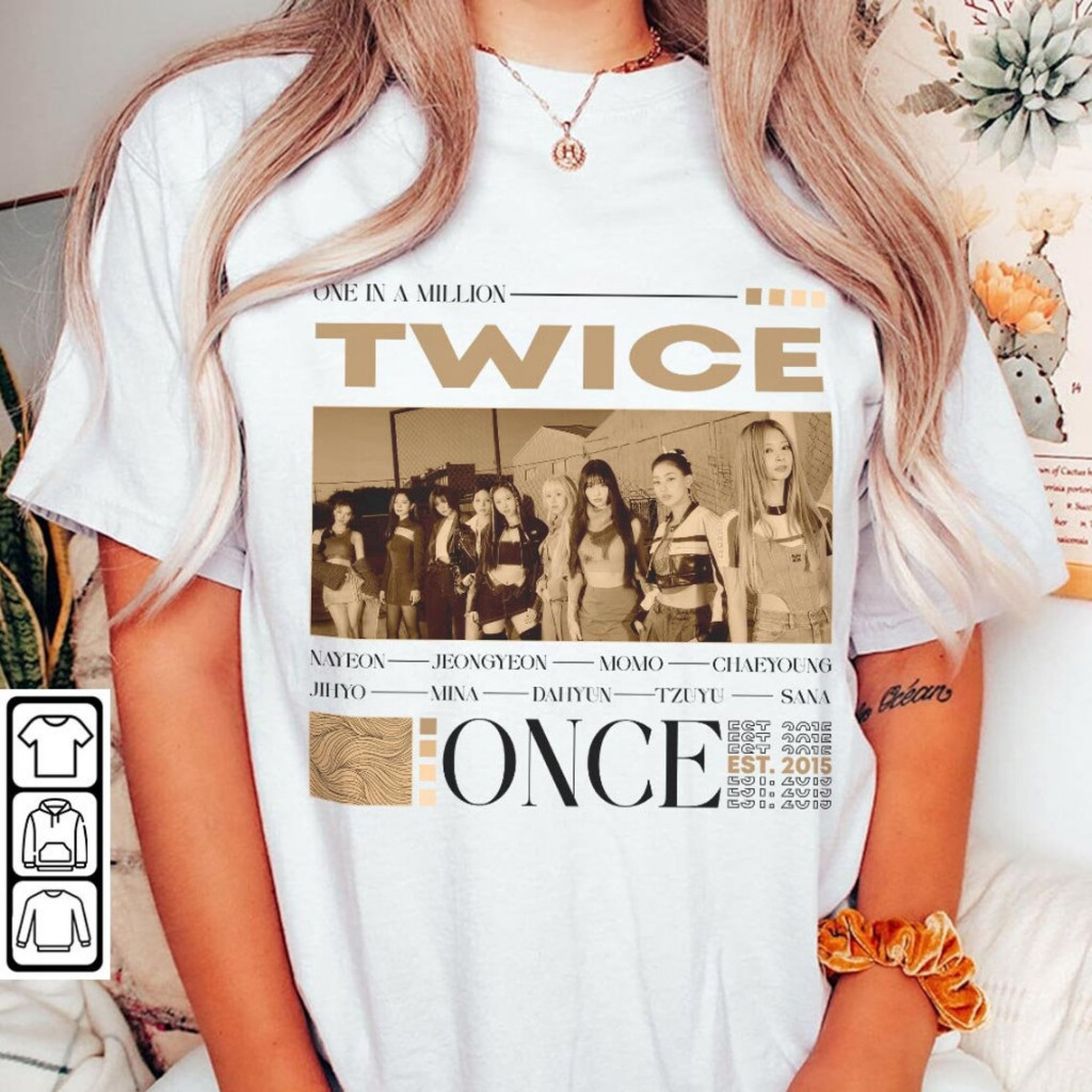 Camisa Confortavel Para Show de Kpop Blusa Tecido Algodão Camiseta Estampa Twice Unissex Coreana