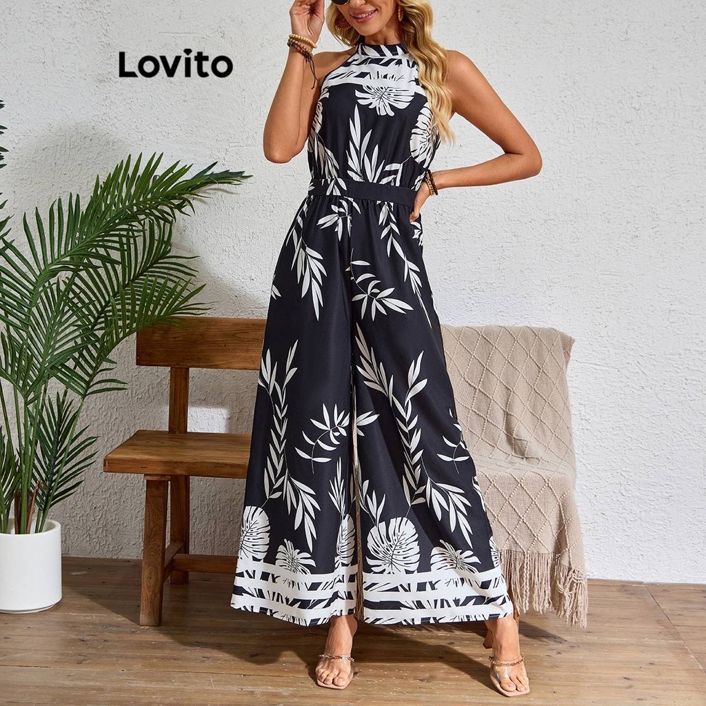 Lovito Macacão Boho Plants Flowers Geométrico para Mulheres LBL19085 - Women Clothes