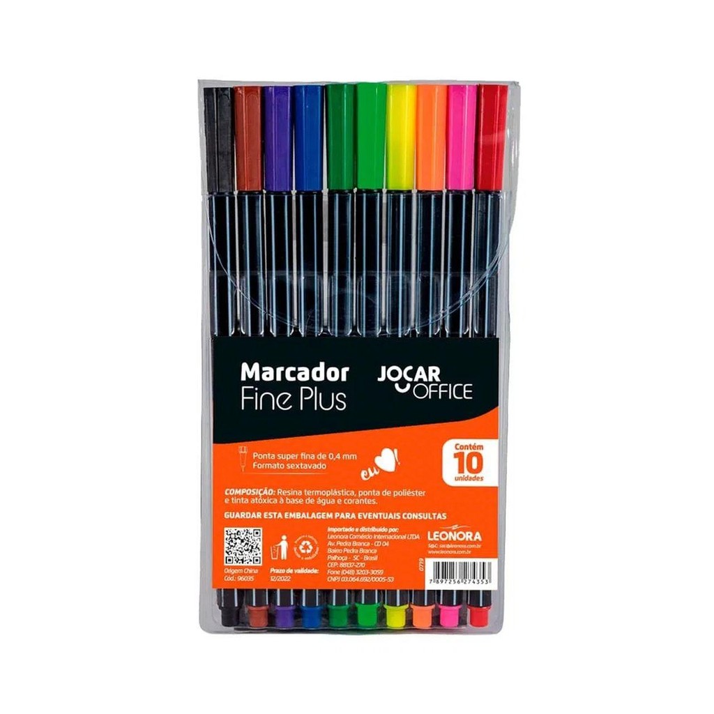 Caneta Fine Plus Ponta Super Fina 0.04 10 Cores Hidrográfica