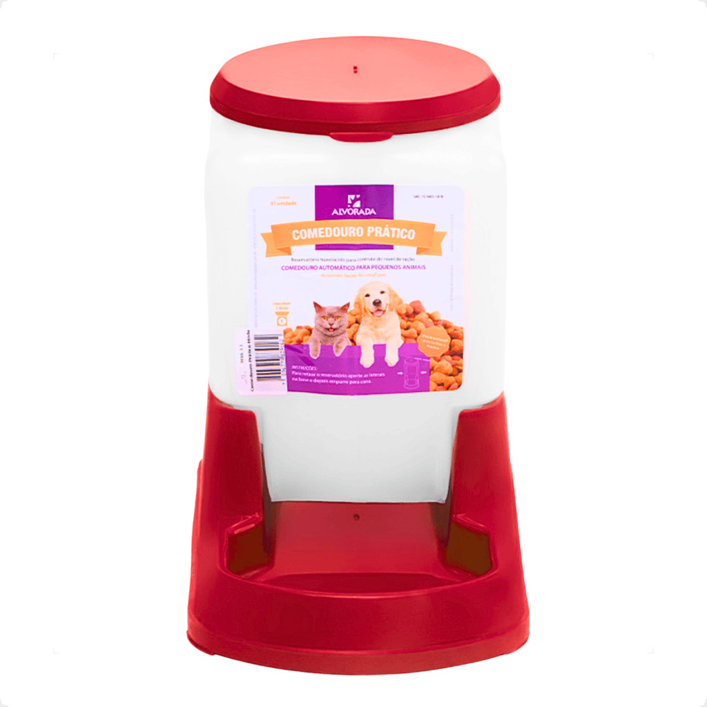 Comedouro Automatico Cachorro Gato Prático 3 litros - Alvorada Vermelho em Oferta na Shopee