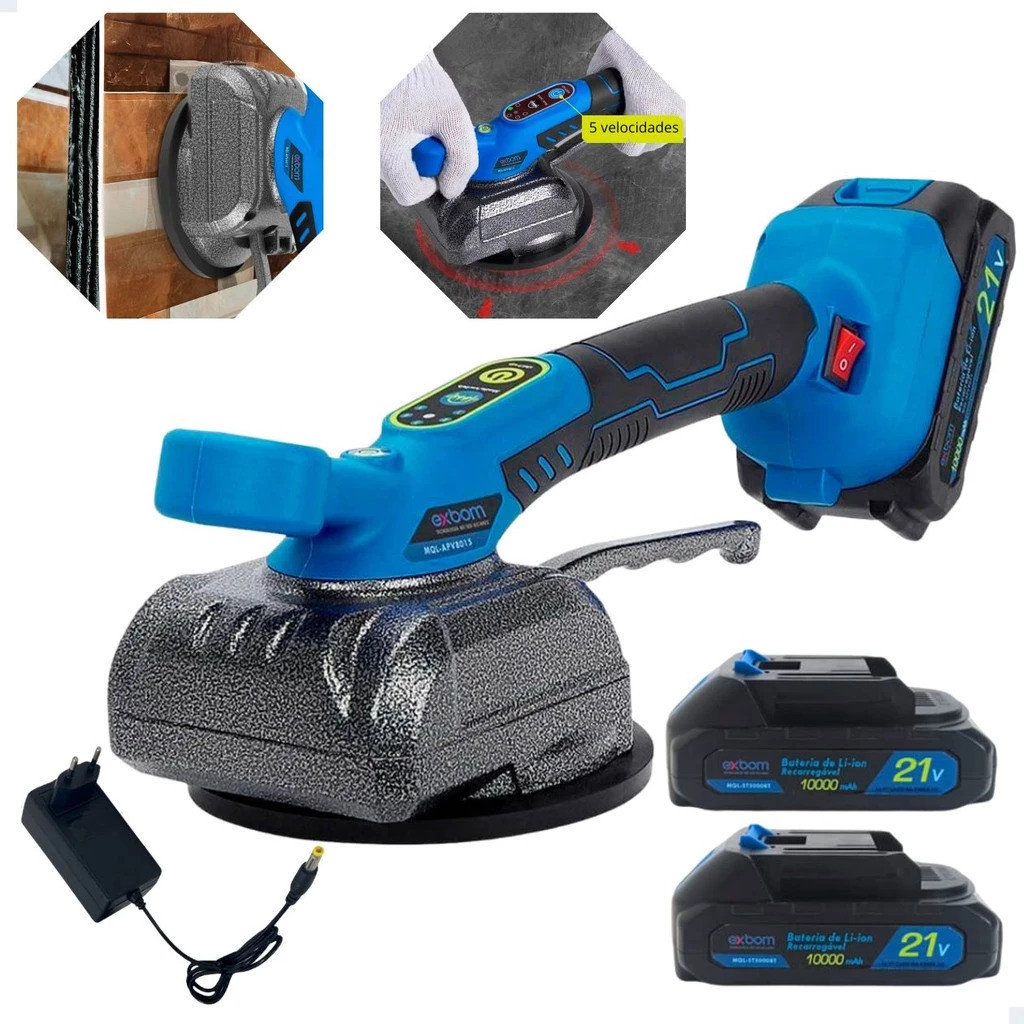 Máquina De Assentar Azulejos Porcelanatos Piso C/ Ventosa E Vibração + 2 Baterias em Oferta na Shopee