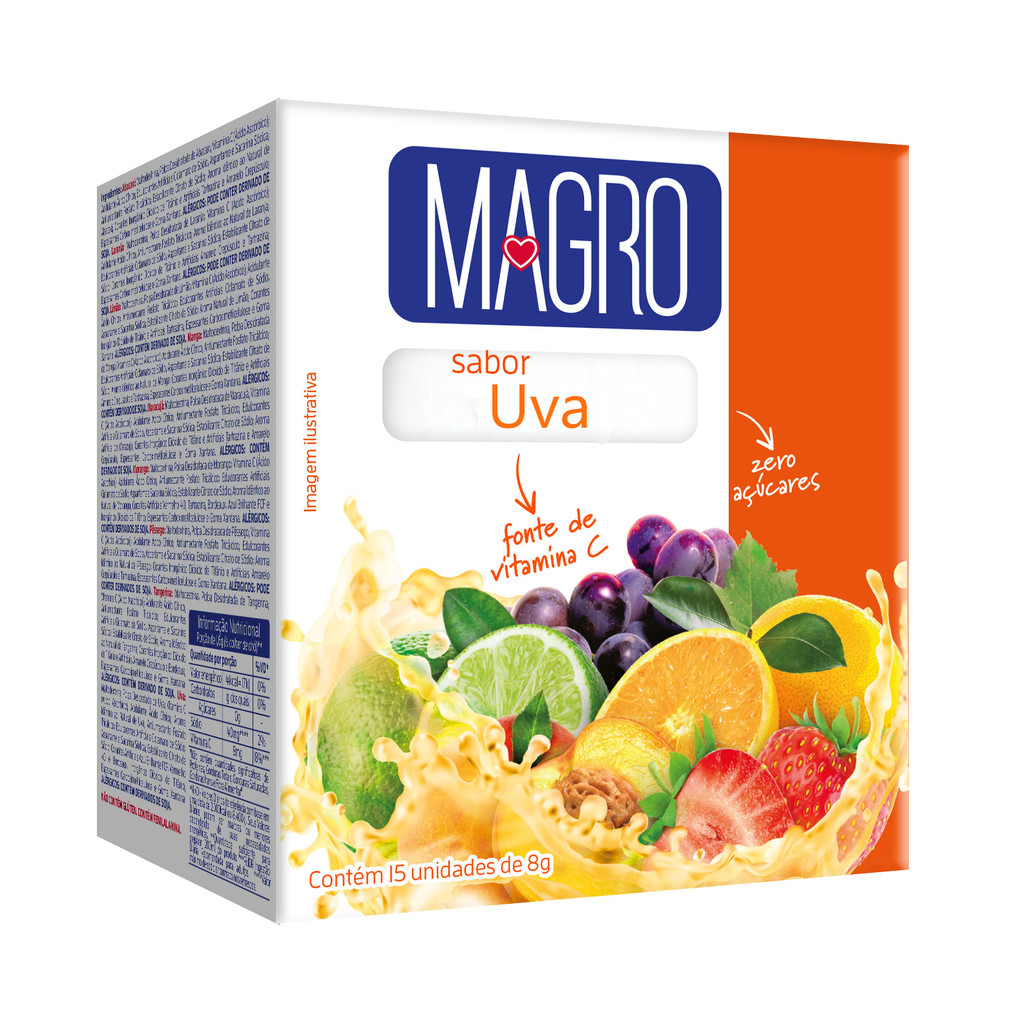 Refresco Magro Sabor Uva Zero Açúcar 15 Sachê De 8g Cada - Lightsweet