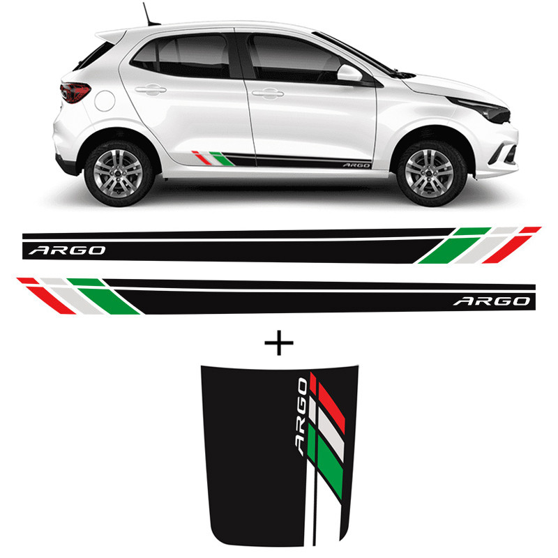 Faixa Lateral Argo Italia E Adesivo Aplique Do Capo Preto em Oferta na Shopee