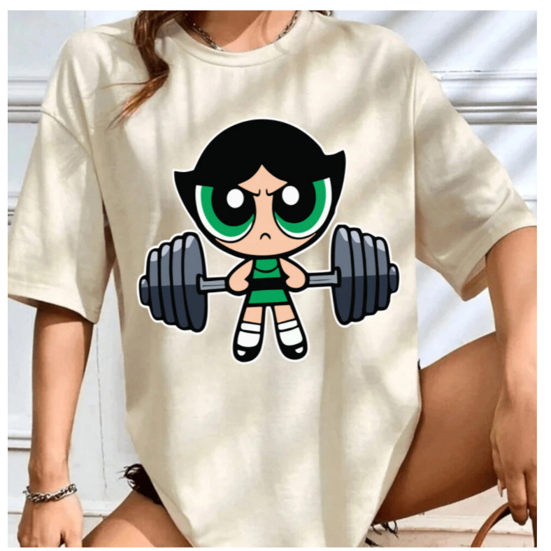 Camiseta Camisa Feminina Roupa de Academia Academia Fitness T-shirt Meninas Super Poderosas Blusão Treino