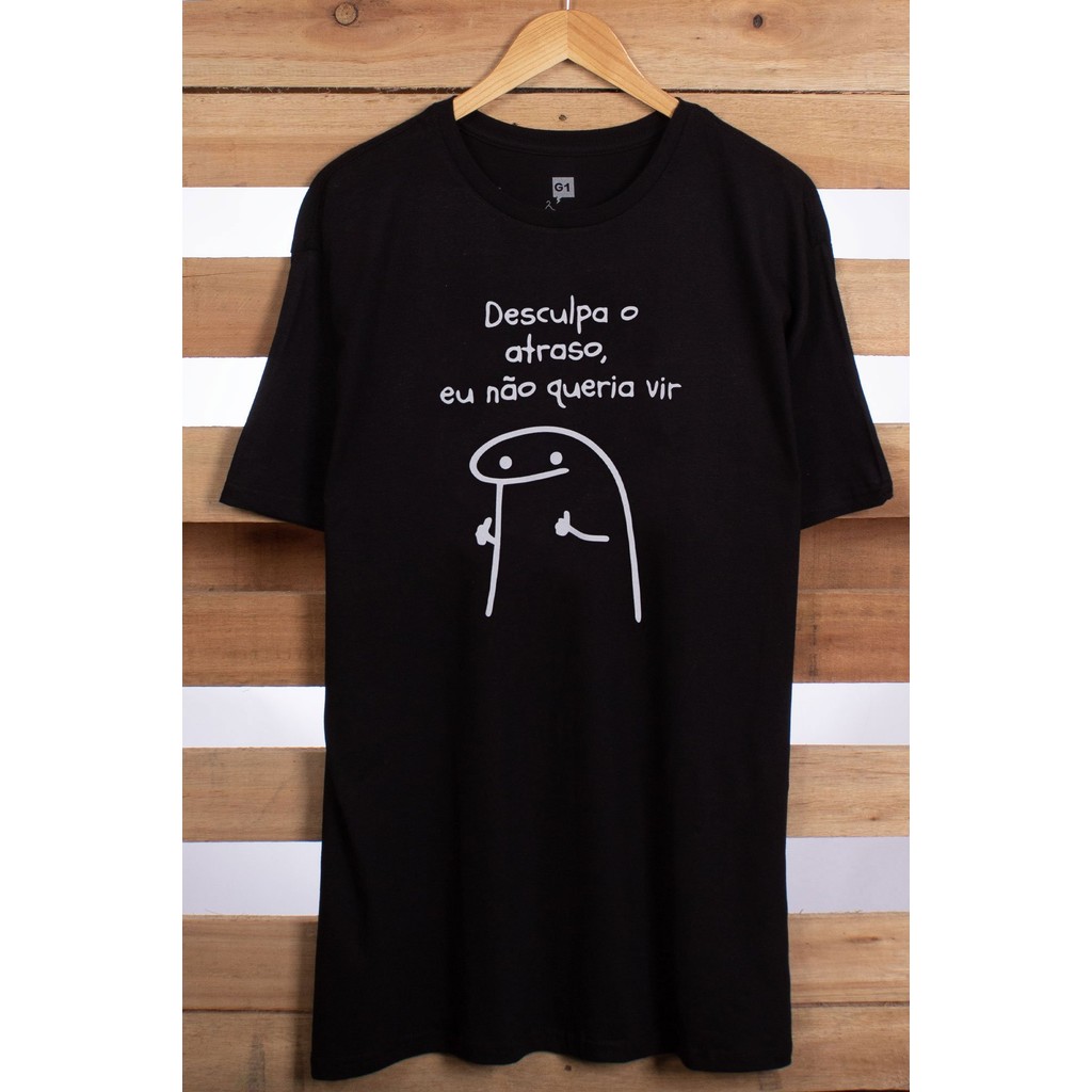 Camiseta Masculina Desculpa o atraso Plus Size 100% Algodão Manga Curta Gola Redonda Gogocloset