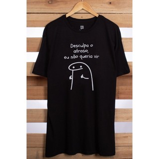 Camiseta Masculina Desculpa o atraso Plus Size 100% Algodão Manga Curta Gola Redonda Gogocloset