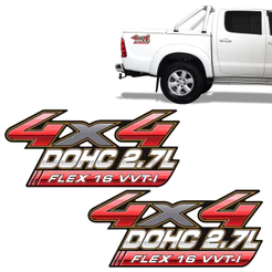 Par De Adesivos Toyota Hilux 4x4 Dohc 2.7L 2009/2015 Lateral