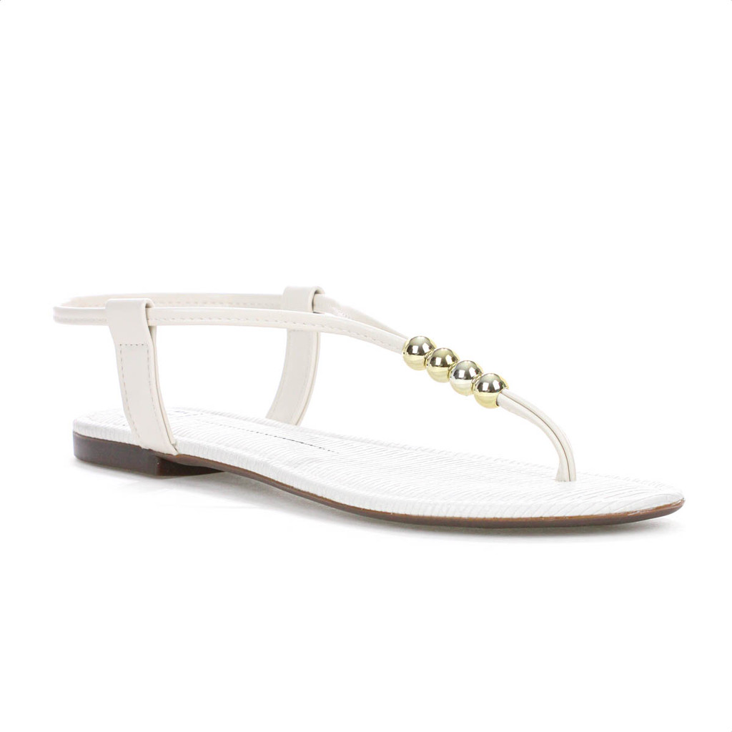 Sandália Rasteira Moleca Roma Off White - Feminino em Oferta na Shopee