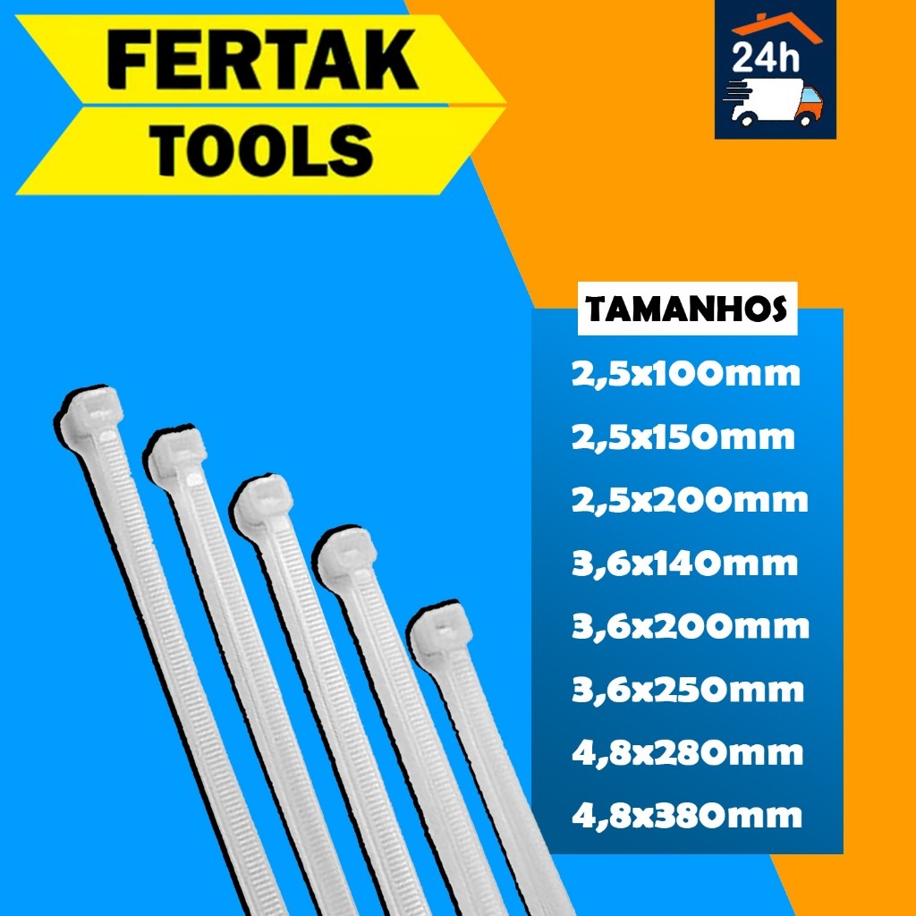 Pacote 50 ou 100 Enforca Gatos Abraçadeira Nylon Branco - Fertak em Oferta na Shopee