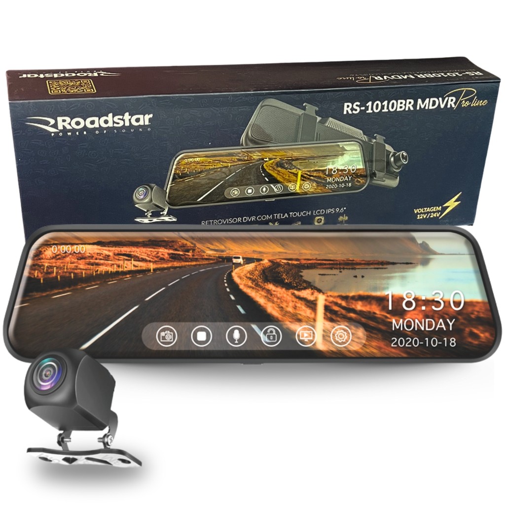 Retrovisor Tela Lcd Full Touch 9.6 Com Câmera Integrada E Ré em Oferta na Shopee