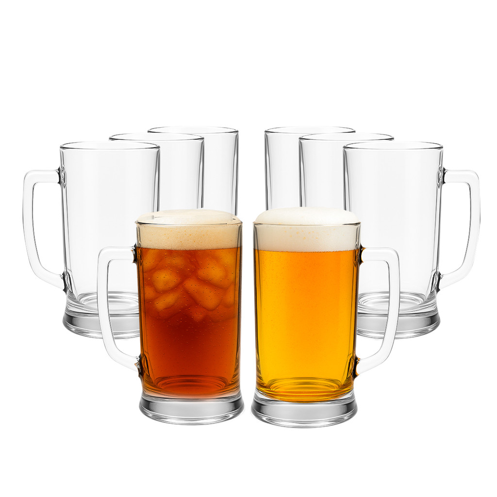 Kit 8 Caneca Vidro copo alça chopp cerveja refrigerante 600ml outback bar restaurante