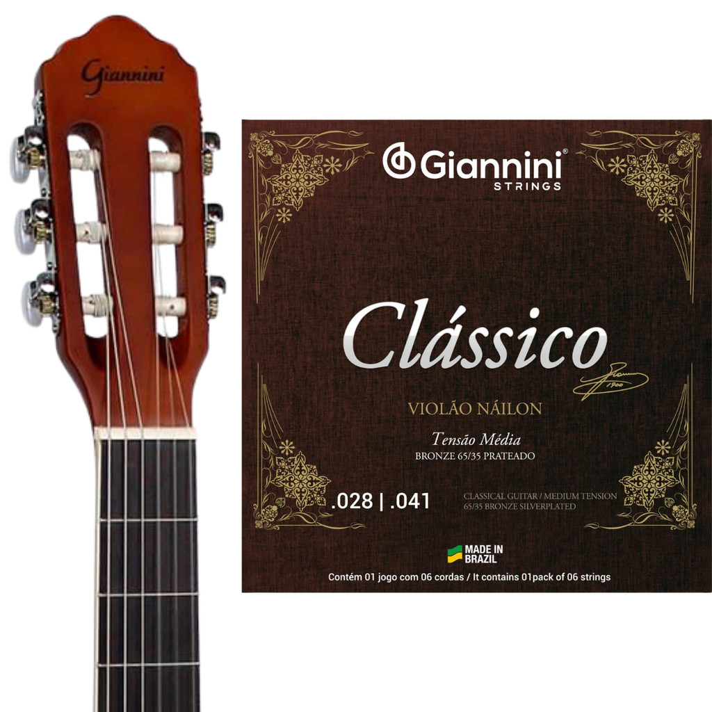 Encordoamento Violão Nylon Giannini Clássico GENWPM Média