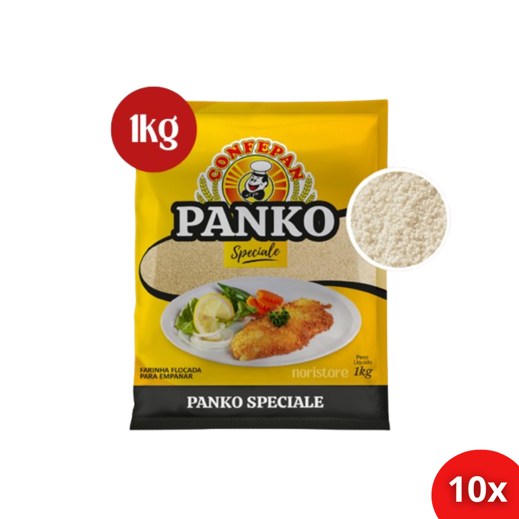 Kit com 10 Farinha Flocada Panko Confepan Speciale 1Kg