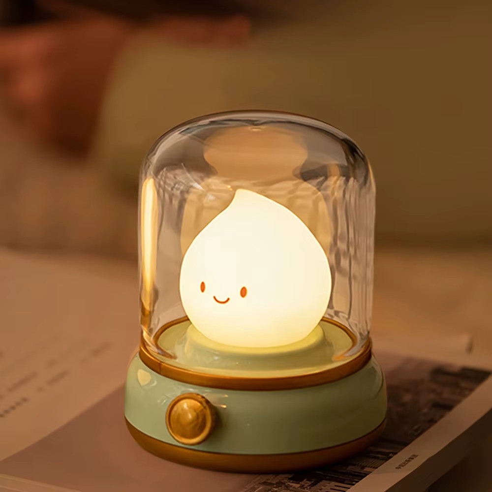 Luminária Abajur Toc Toc Retrô Portátil 3W | Lanterna LED Mesa Leitura USB Recarregável Decorativa